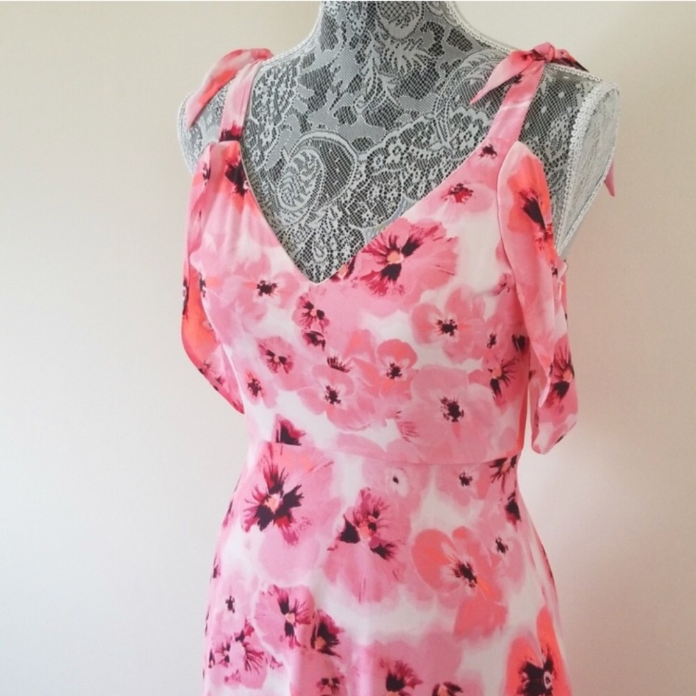 Express Floral High Low Flutter Sleeve Dress